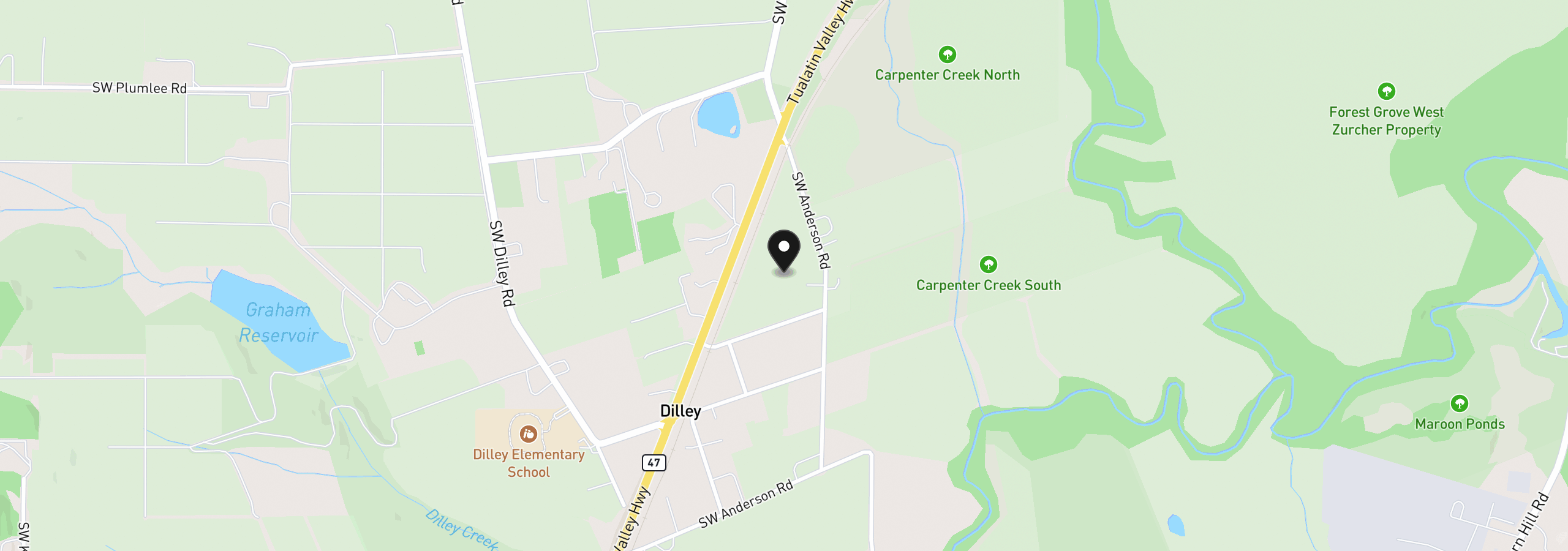 Map showing the location of SW Anderson Rd, Forest Grove, OR 97116