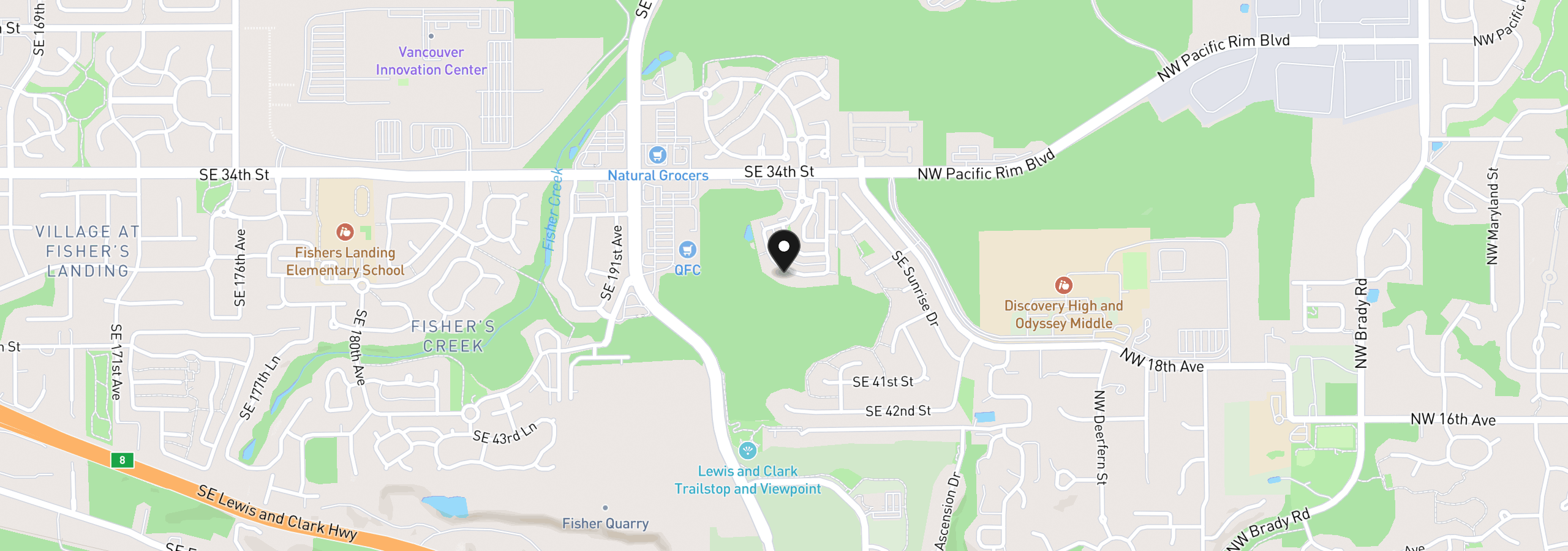 Map showing the location of 19743 SE 38th Way, Camas, Wa 98607