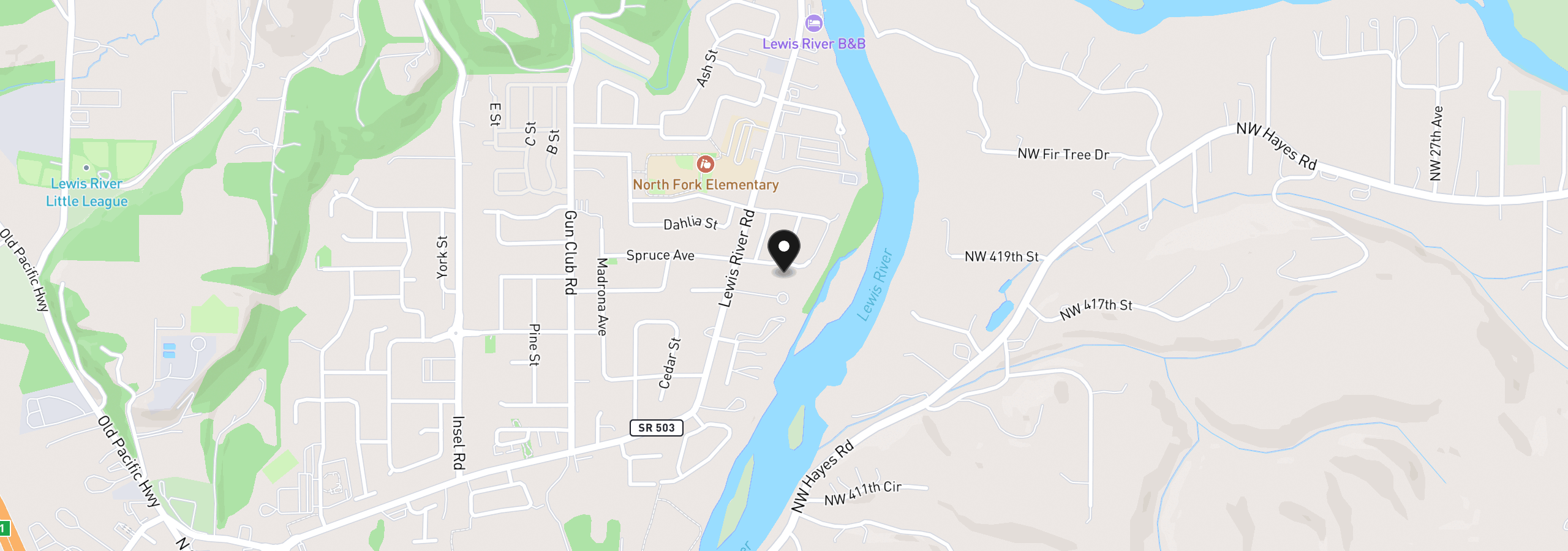 Map showing the location of 3070 Spruce Ave, Woodland, Wa 98674