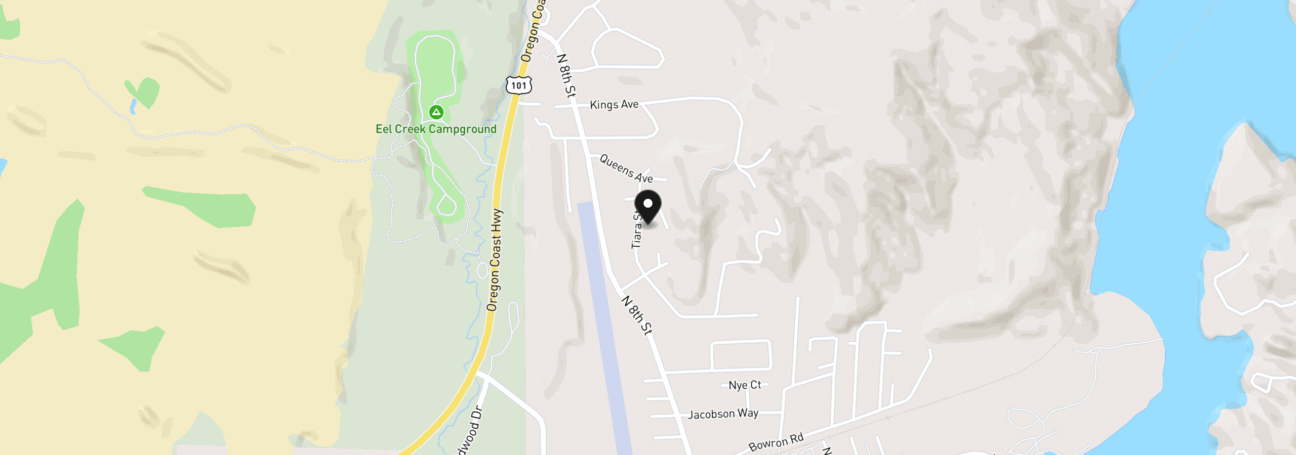 Map showing the location of 680 Tiara St, Lakeside, OR 97449