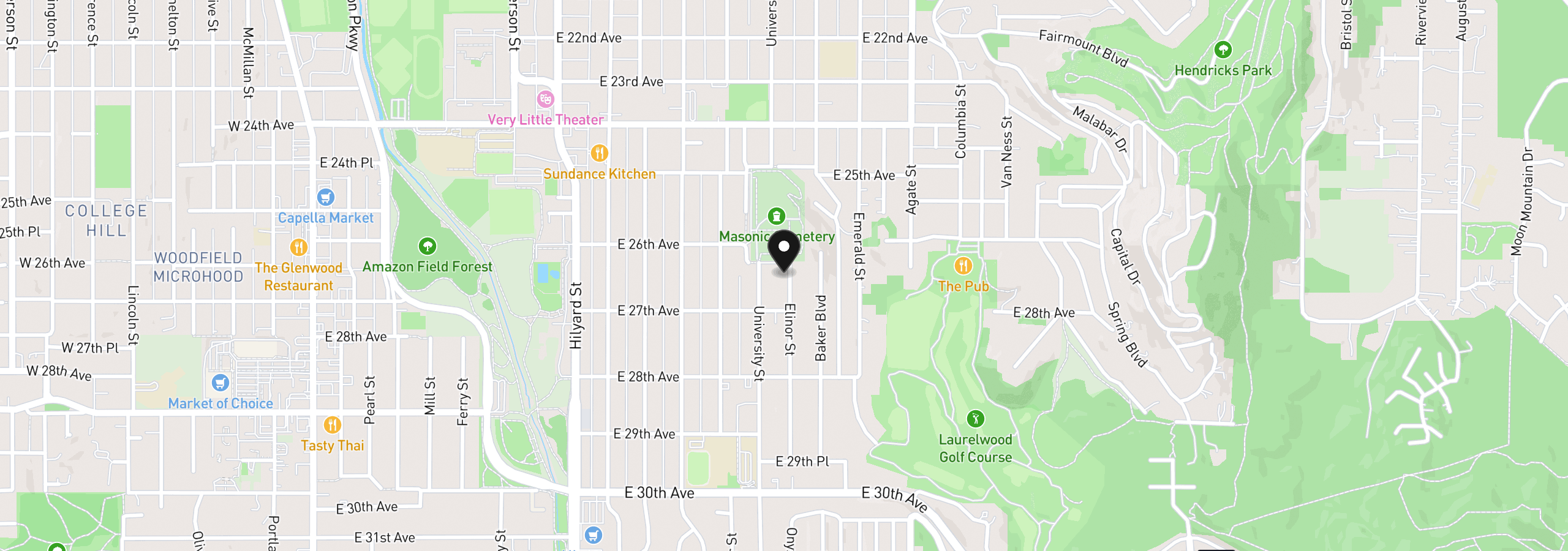 Map showing the location of 2630 Elinor St, Eugene, OR 97403