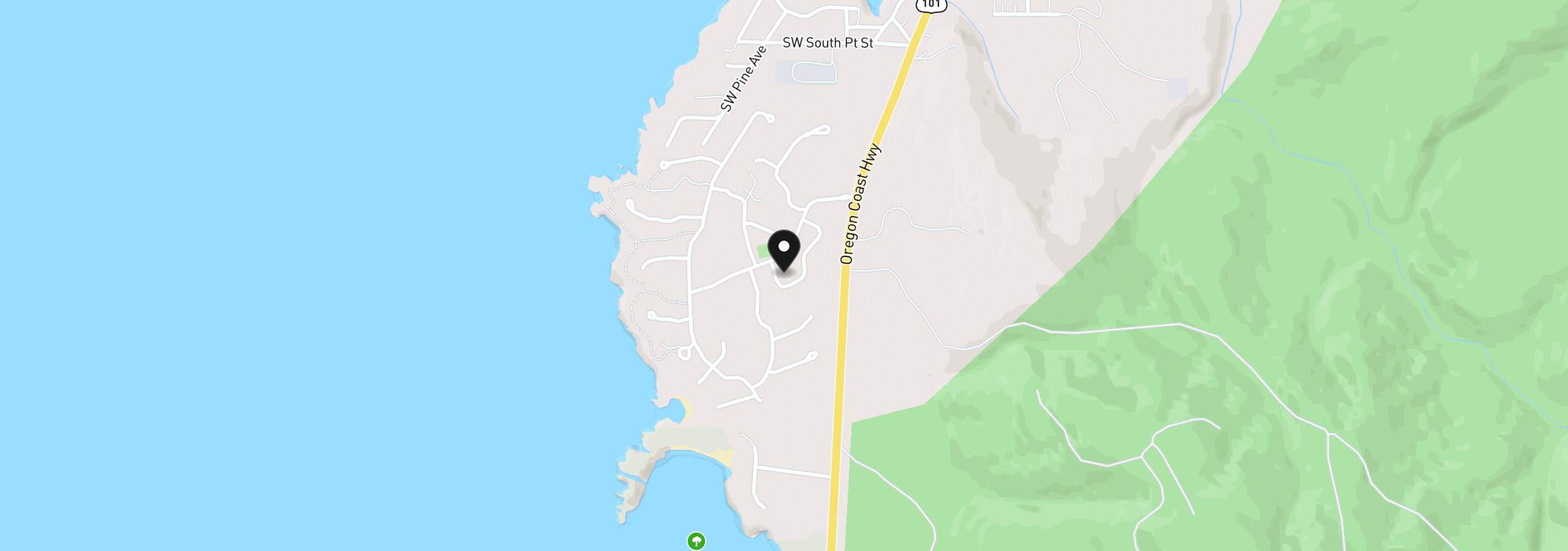 Map showing the location of 199 SW The Pines Dr, Depoe Bay, OR 97341