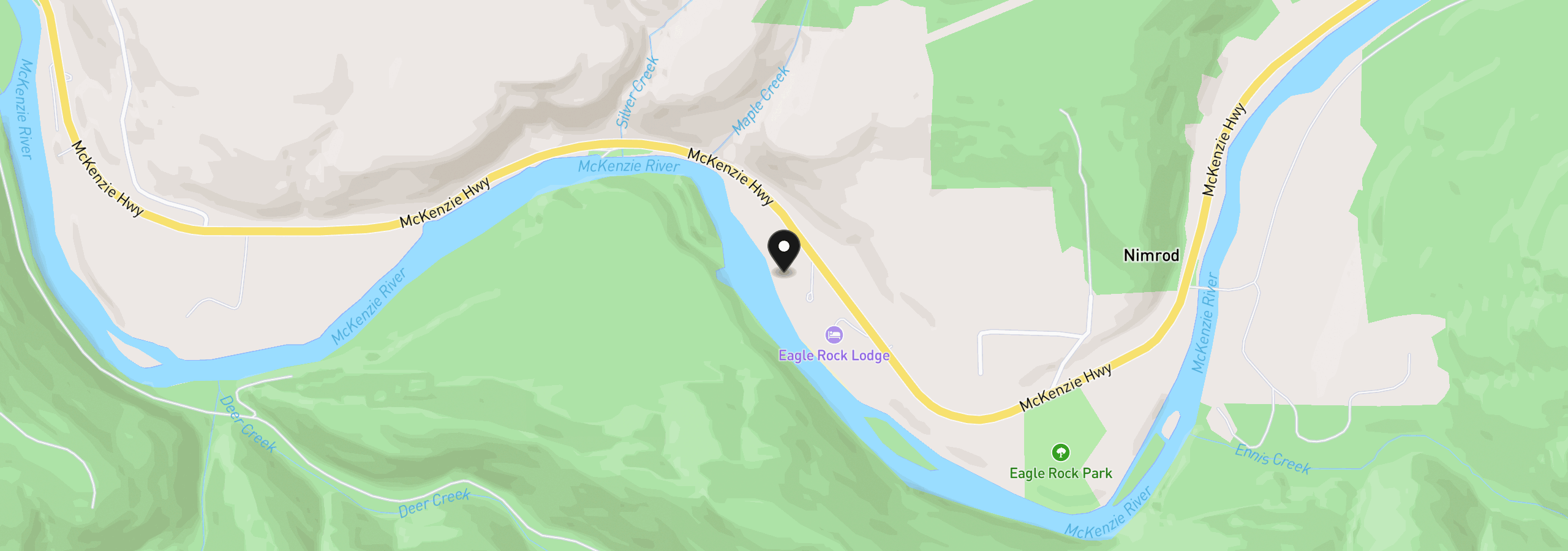 Map showing the location of 49164 McKenzie Hwy, Vida, OR 97488