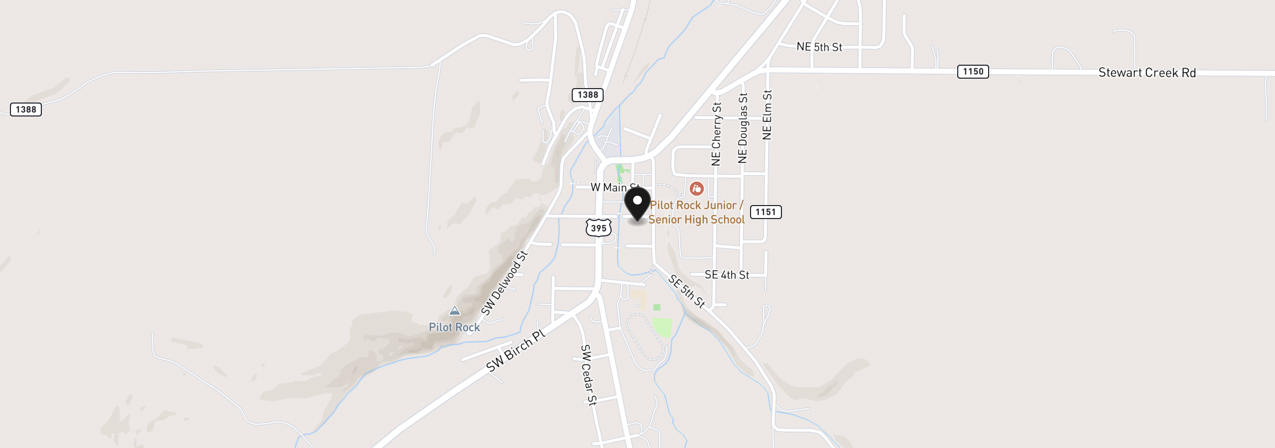 Map showing the location of 130 SW 2nd St, Pilot Rock, OR 97868