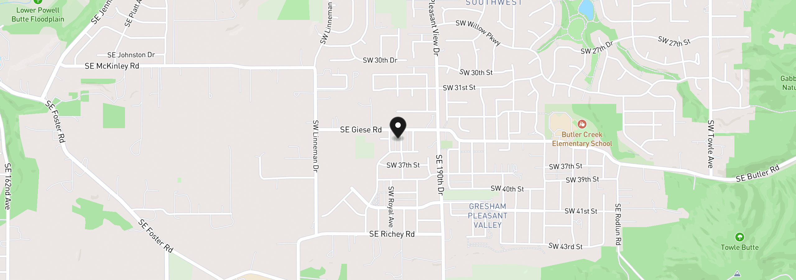 Map showing the location of 3509 SW Hartley Ave, Gresham, OR 97080