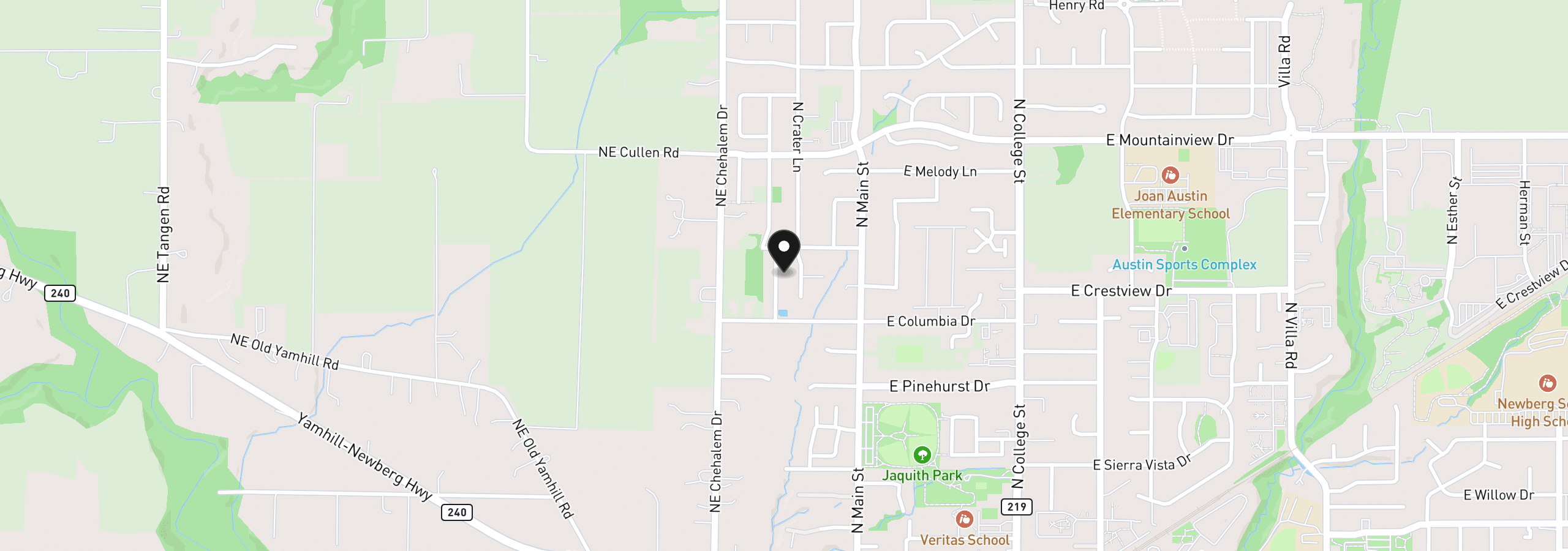 Map showing the location of 1910 N Daniel Dr, Newberg, OR 97132
