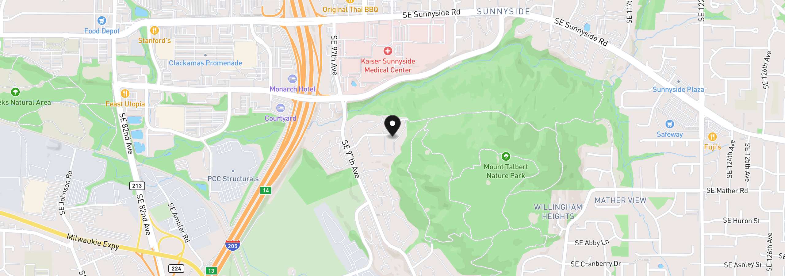 Map showing the location of 10186 SE Talbert St, Clackamas, OR 97015