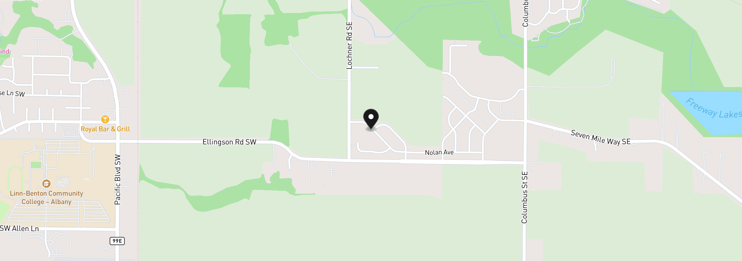 Map showing the location of 705 Clayton Ct SE, Albany, OR 97322