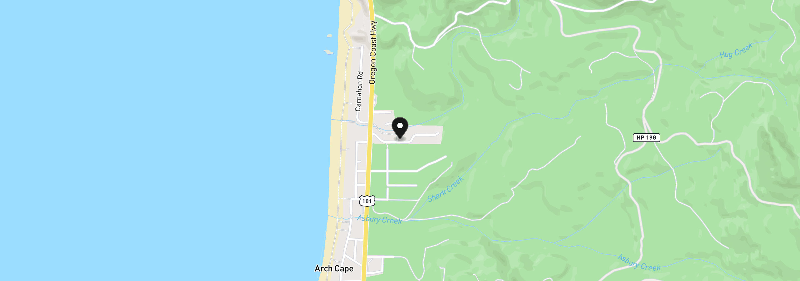 Map showing the location of Big Cedar Dr 13, Arch Cape, OR 97102