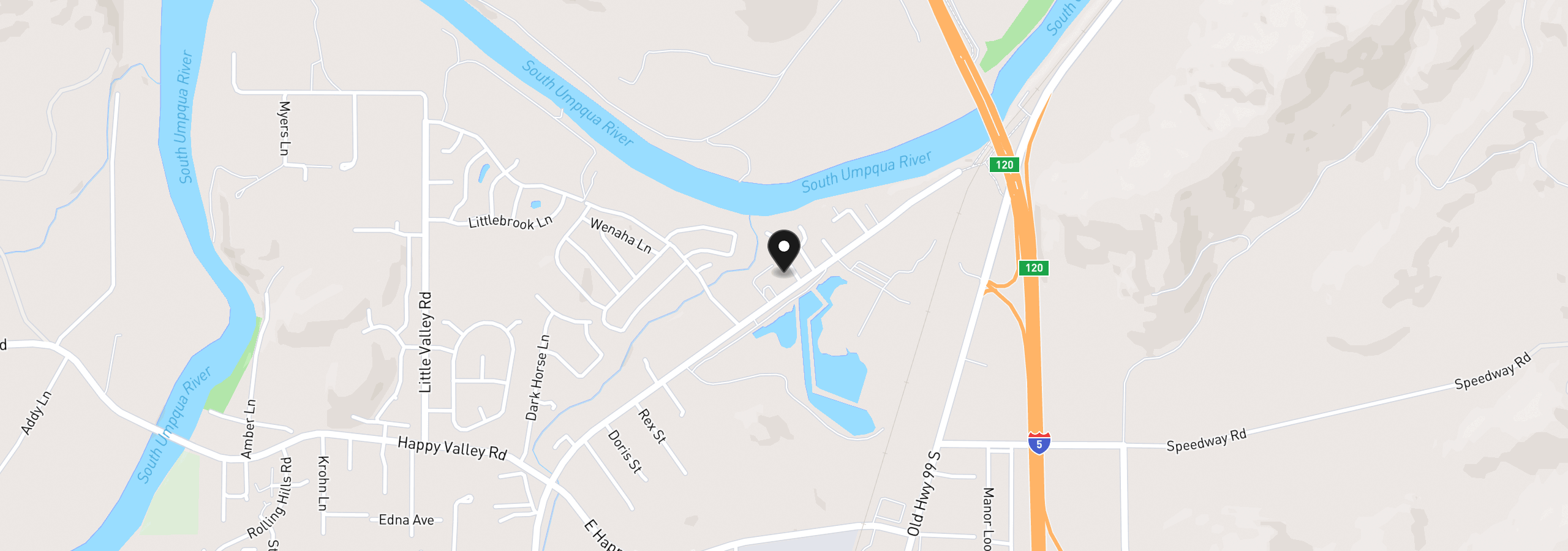 Map showing the location of 230 Owyhee Ln, Roseburg, OR 97471