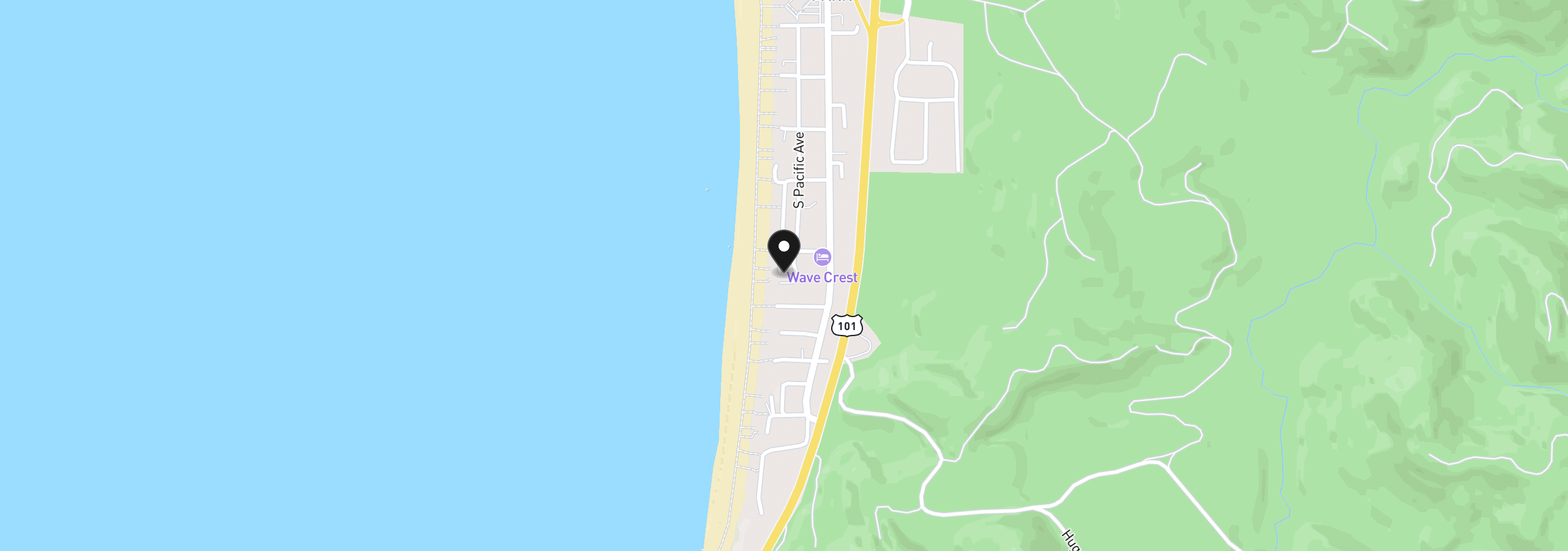 Map showing the location of Pacific Ave, Cannon Beach, OR 97110