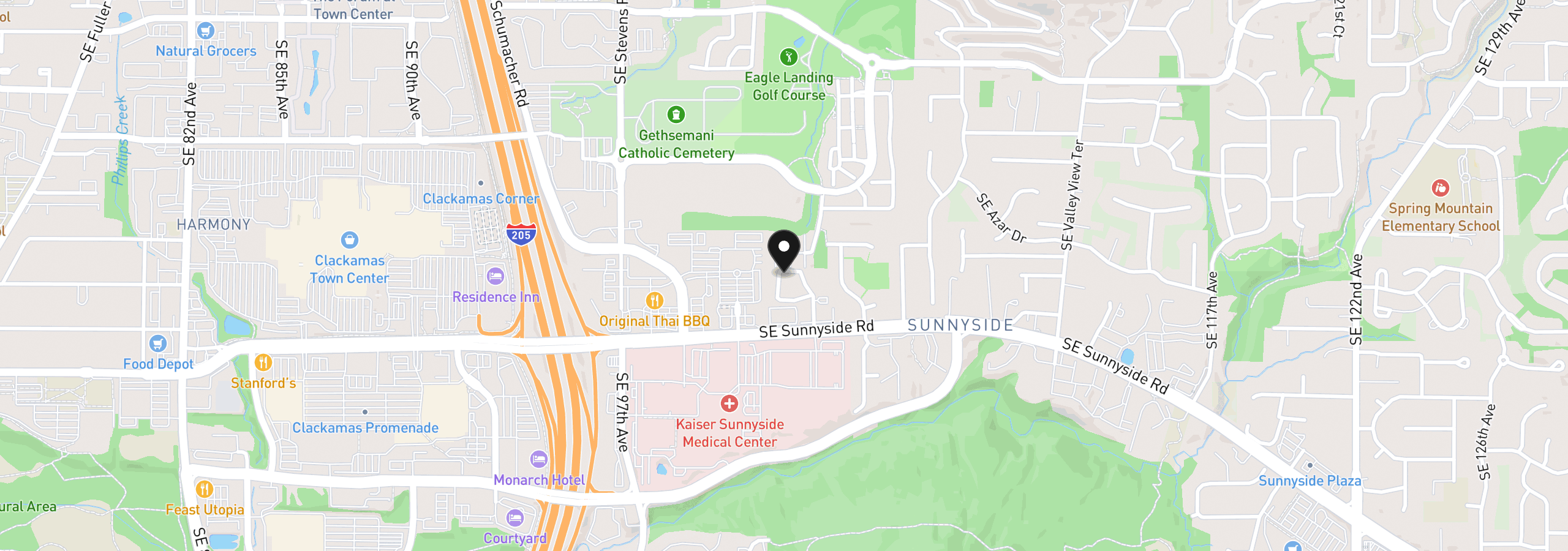 Map showing the location of 12143 SE 104th Ct, Happy Valley, OR 97086