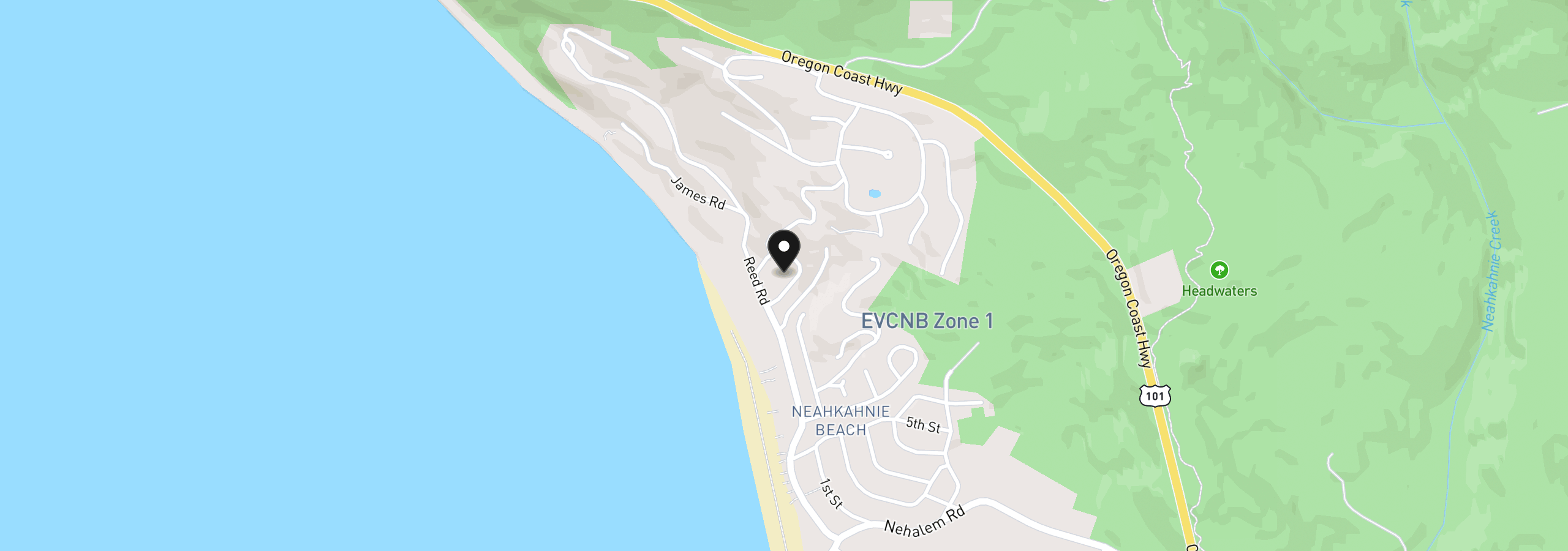 Map showing the location of 8040 Kahnie Trail Loop, Nehalem, OR 97131