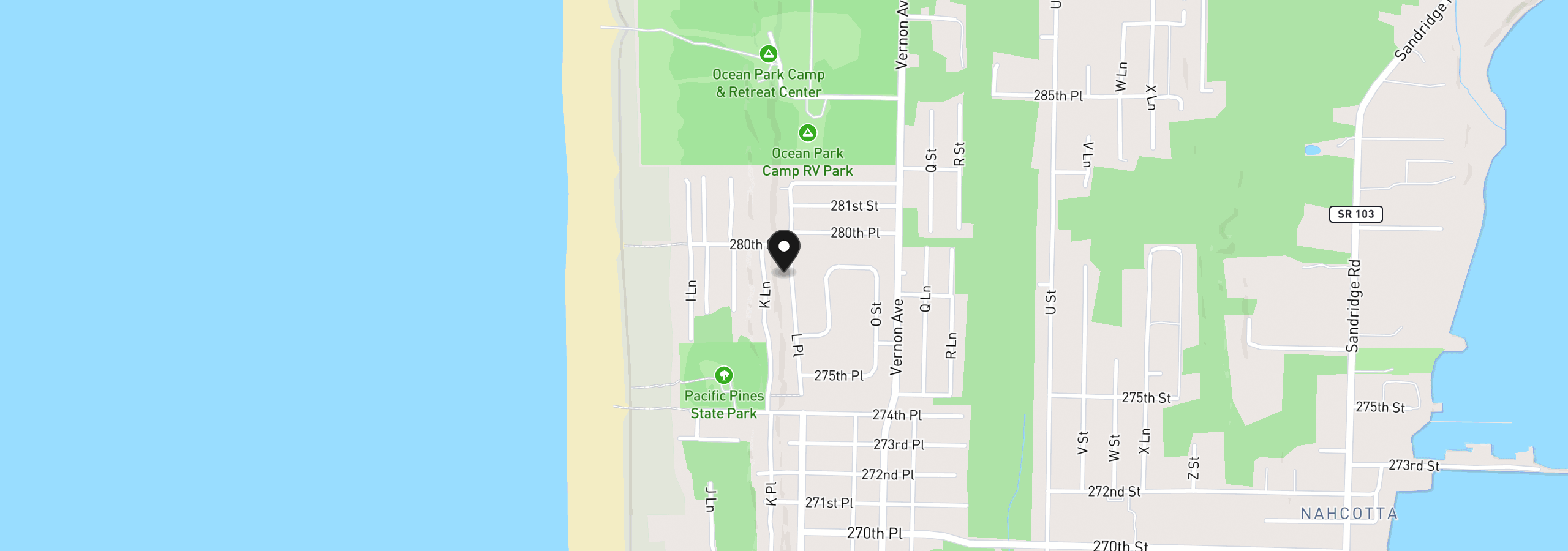 Map showing the location of 27813 L Pl, Ocean Park, Wa 98640
