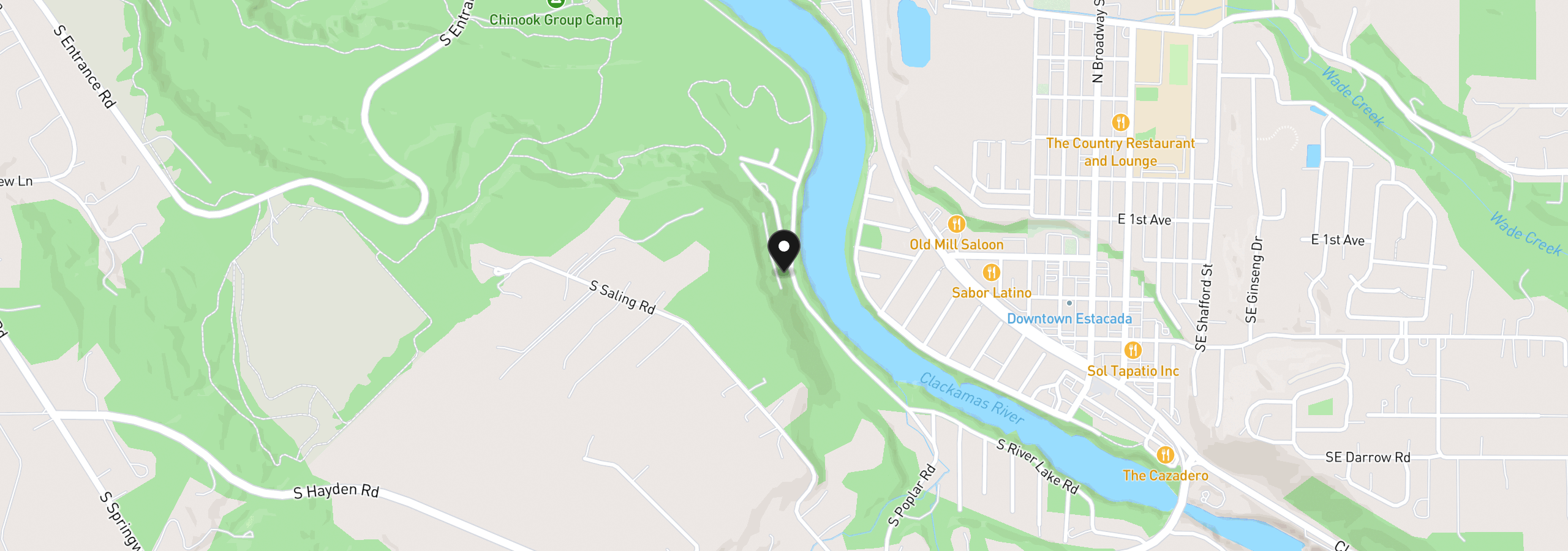 Map showing the location of 21970 S River Lake Rd, Estacada, OR 97023