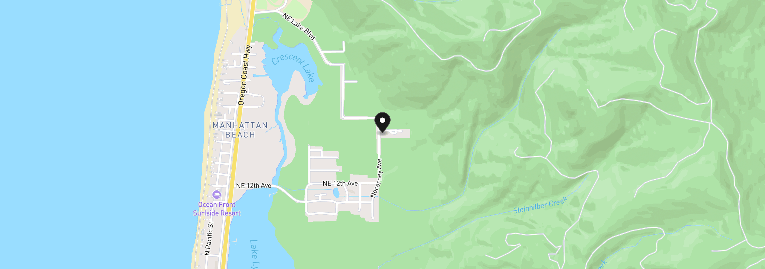 Map showing the location of 9525 NE 17th Ave, Rockaway Beach, OR 97136