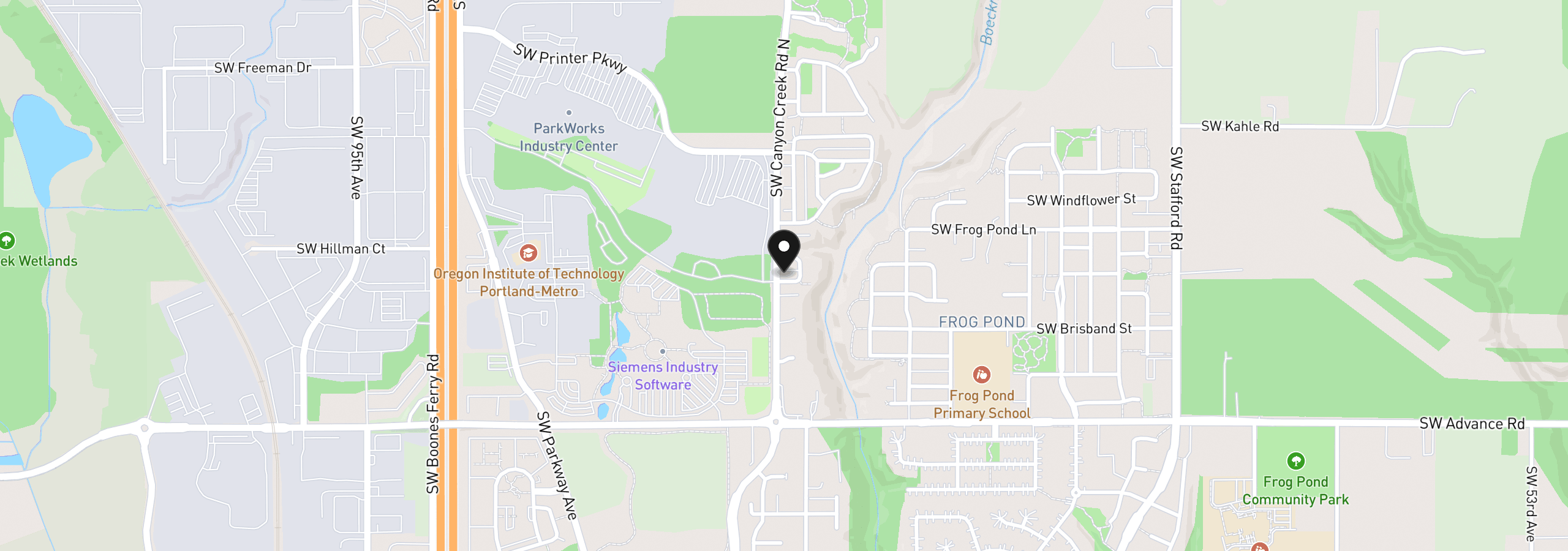 Map showing the location of 27463 SW Copper Creek Loop, Wilsonville, OR 97070