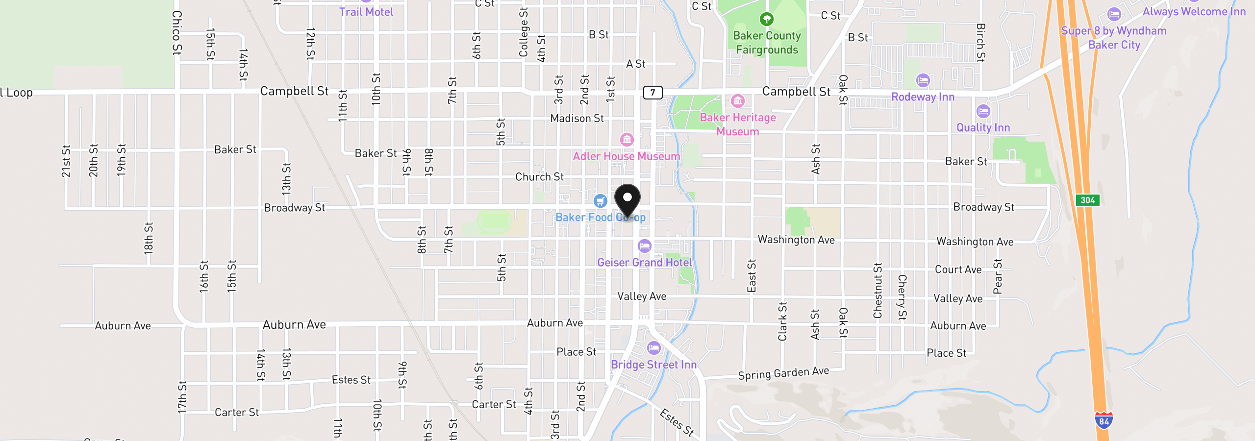 Map showing the location of 2021 Main St, Baker City, OR 97814