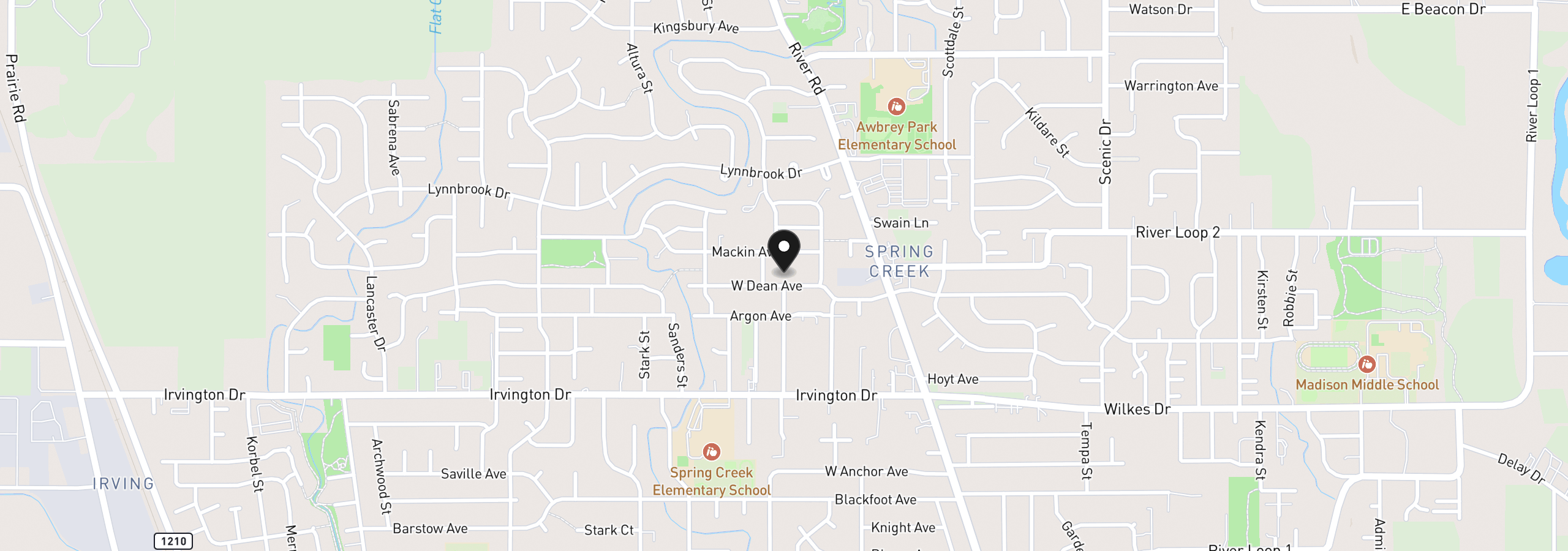 Map showing the location of 171 W Dean Ave, Eugene, OR 97404