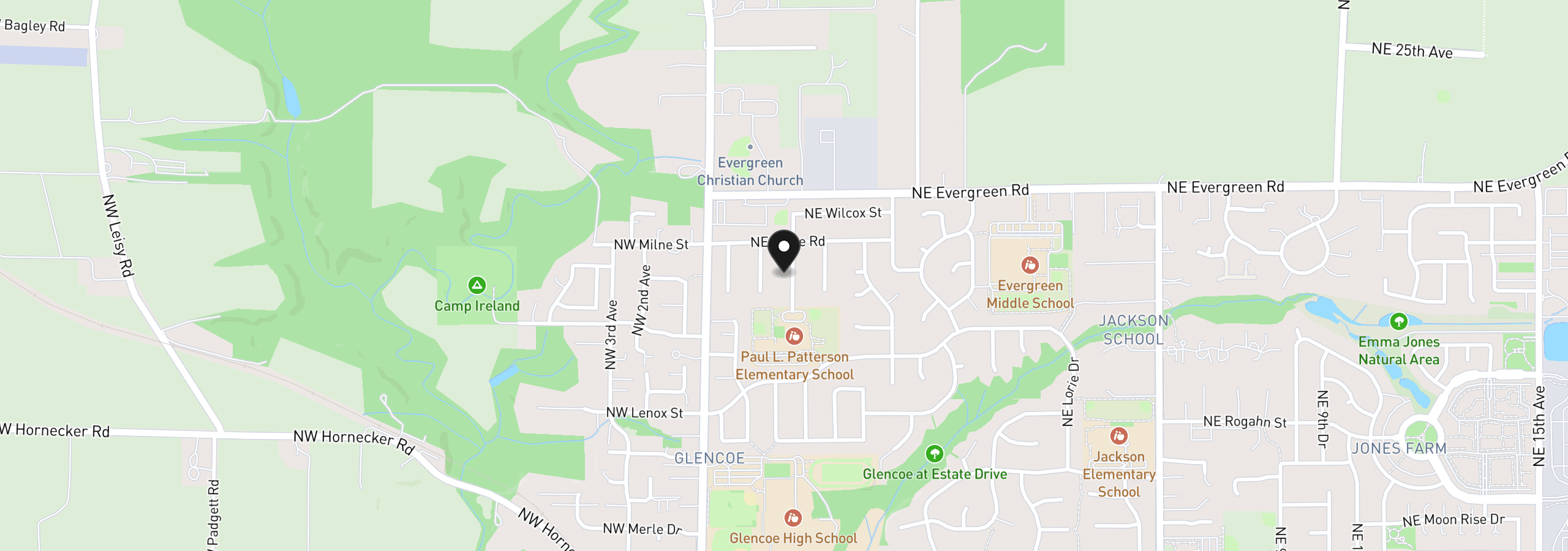 Map showing the location of 3187 NE Glencoe Oaks Pl, Hillsboro, OR 97124