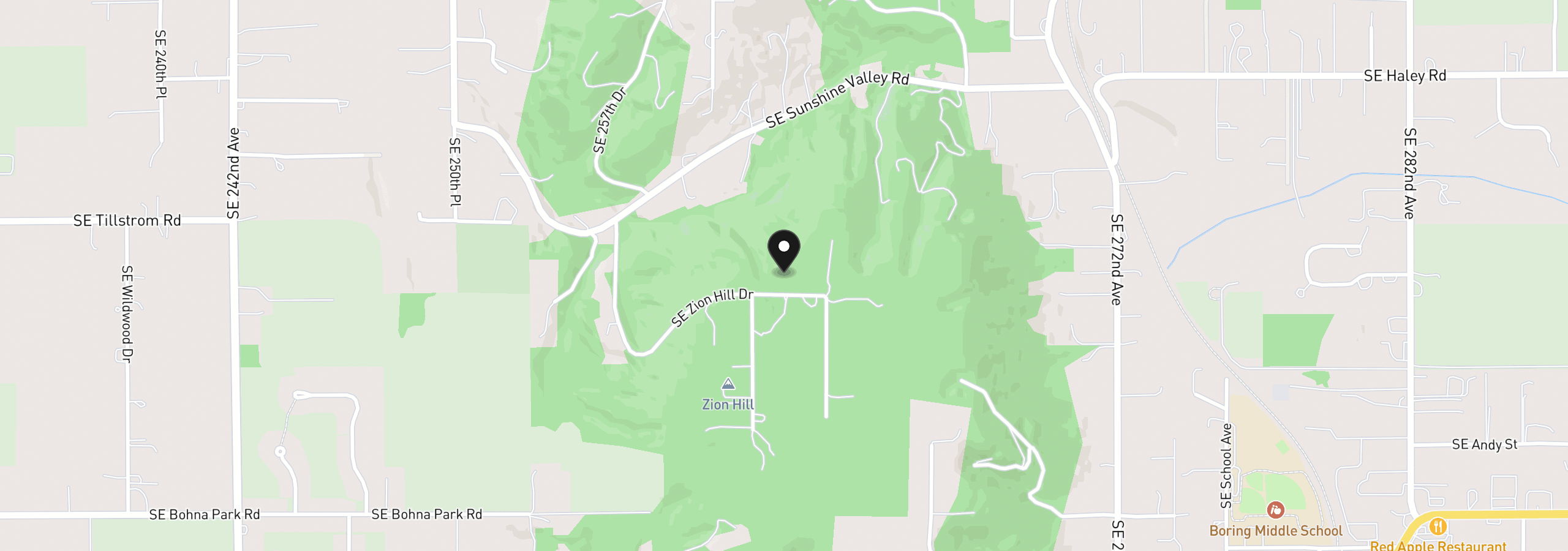 Map showing the location of 11900 SE Zion Hill Dr, Damascus, OR 97089