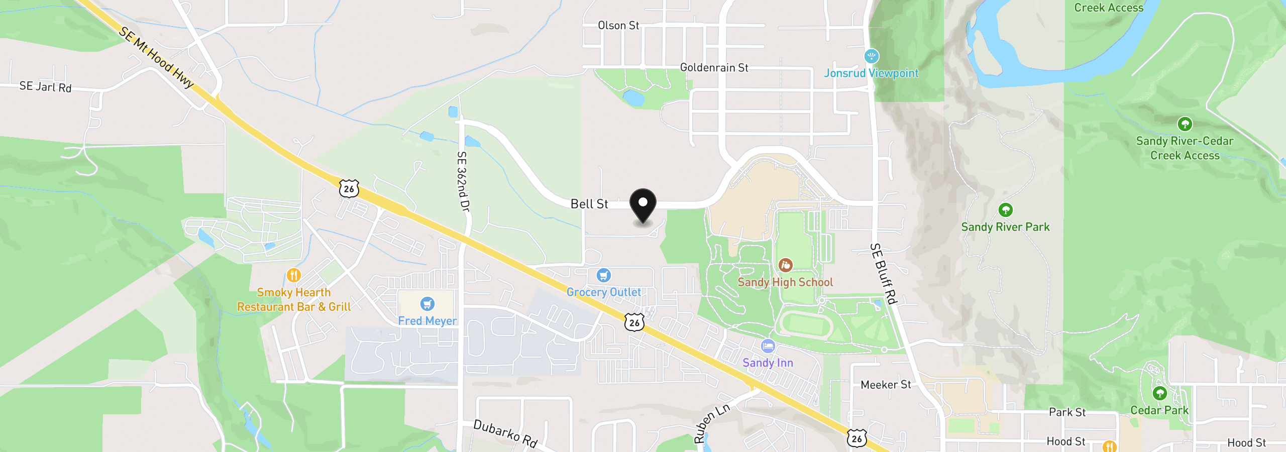 Map showing the location of 16370 Bell St 2, Sandy, OR 97055