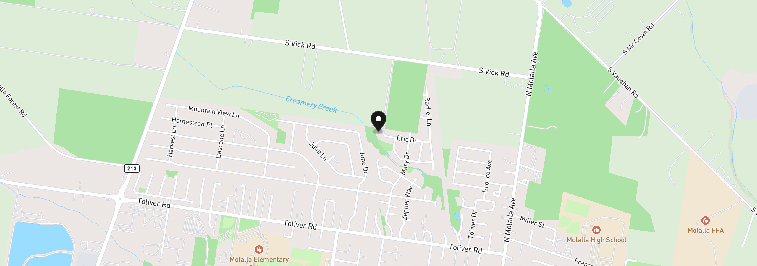 Map showing the location of 716 Eric Dr, Molalla, OR 97038