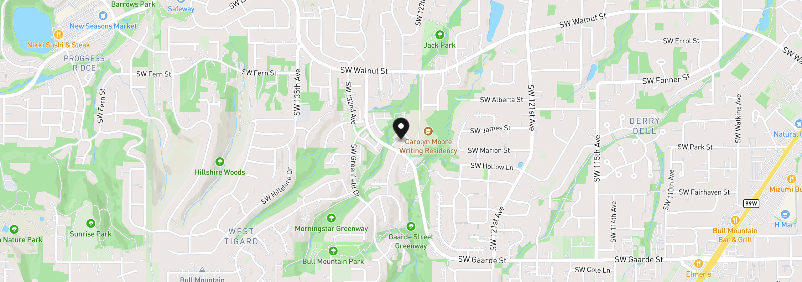Map showing the location of 13200 SW Raptor Pl, Portland, OR 97223