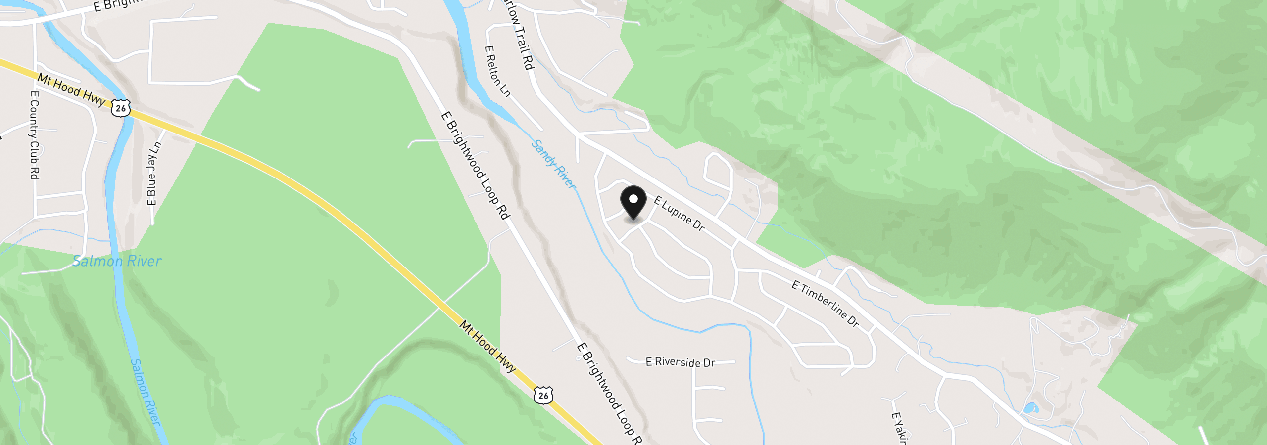 Map showing the location of 21423 E Meadow Crest Dr, Rhododendron, OR 97049