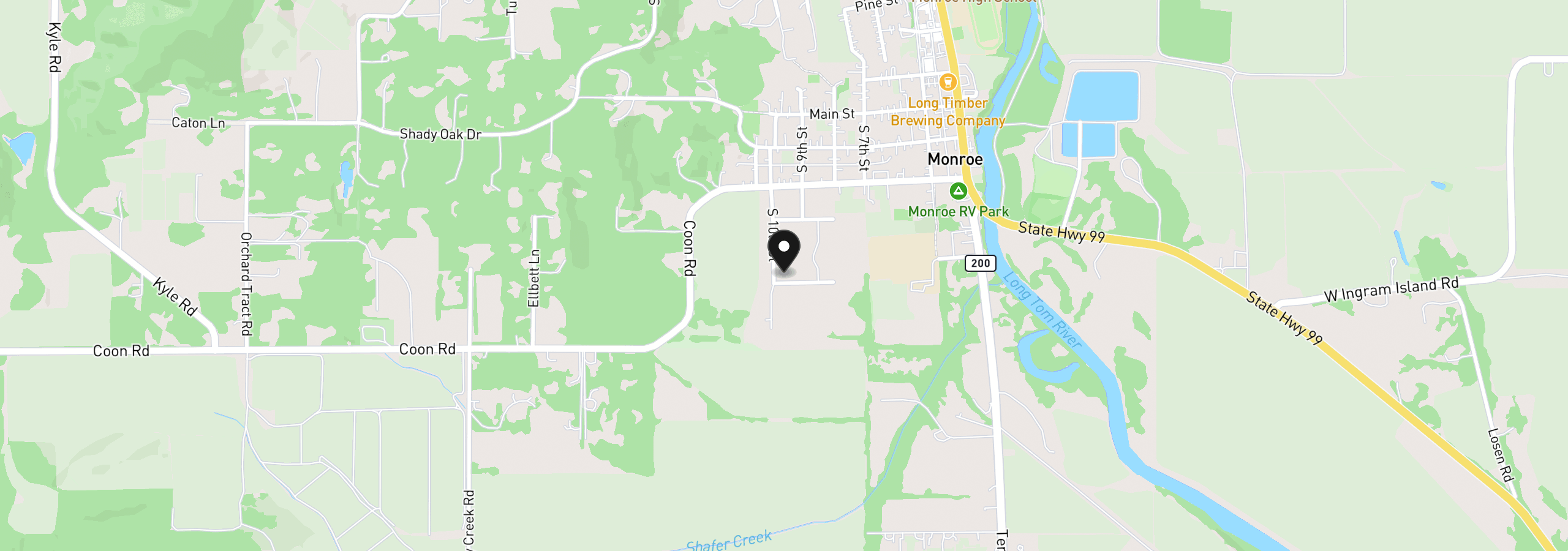 Map showing the location of 975 Aldrich Way, Monroe, OR 97456
