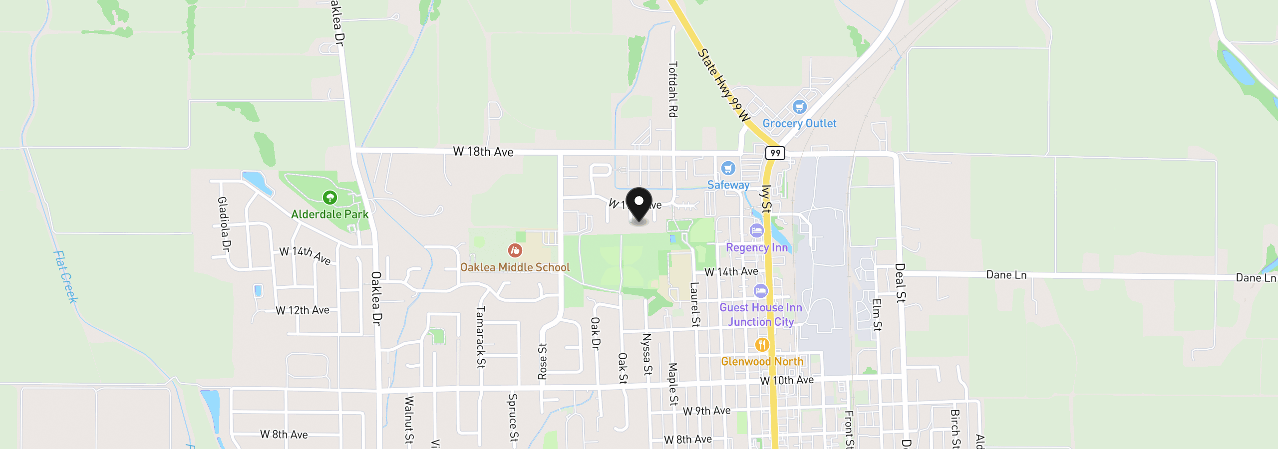 Map showing the location of 959 W 17th Ave, Junction City, OR 97448