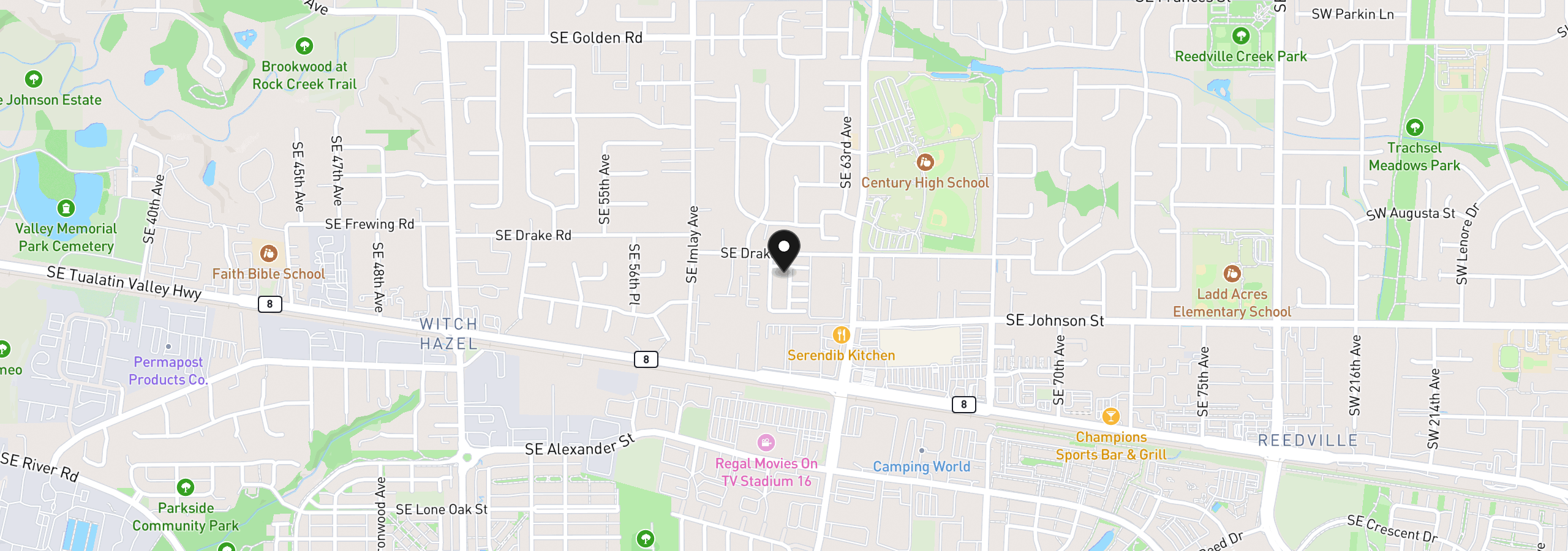 Map showing the location of 2349 SE 62nd Ln, Hillsboro, OR 97123