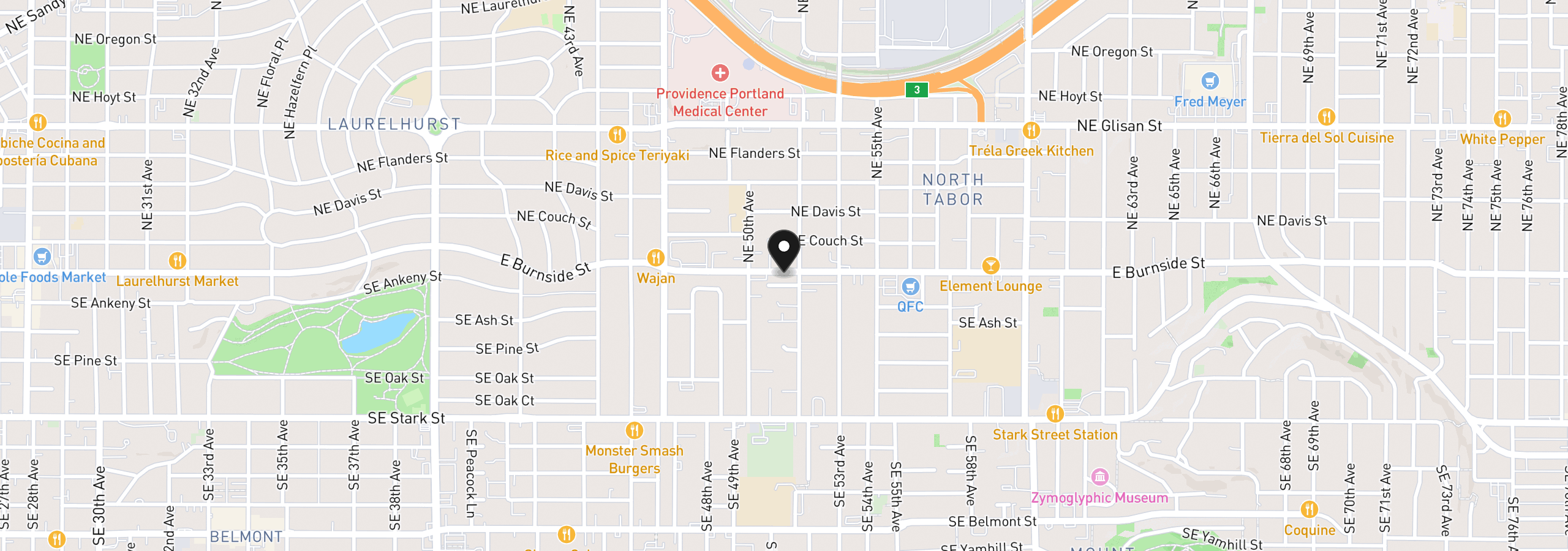 Map showing the location of 5152 E Burnside St, Portland, OR 97215
