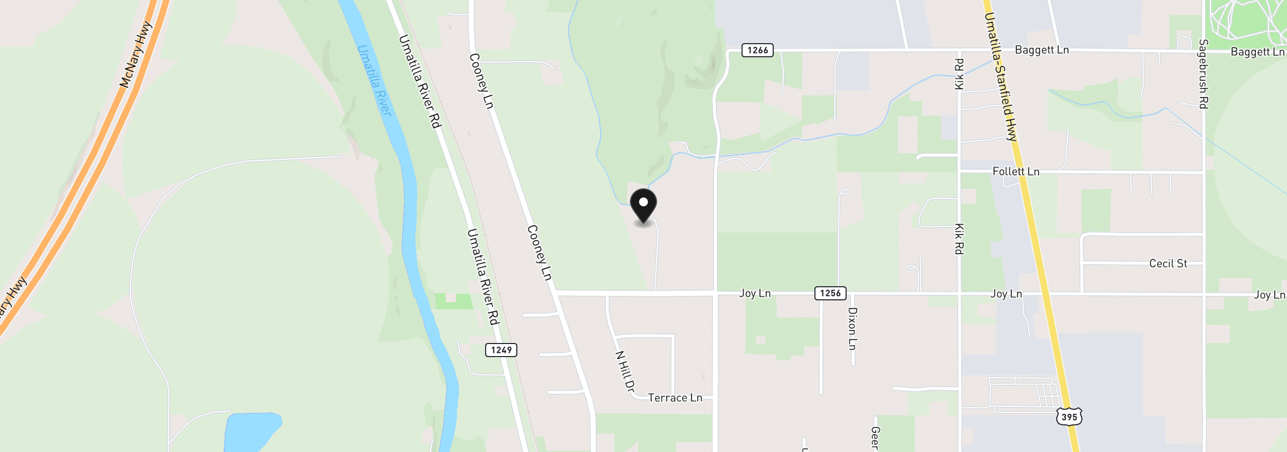 Map showing the location of 30335 Joy Ln, Hermiston, OR 97838