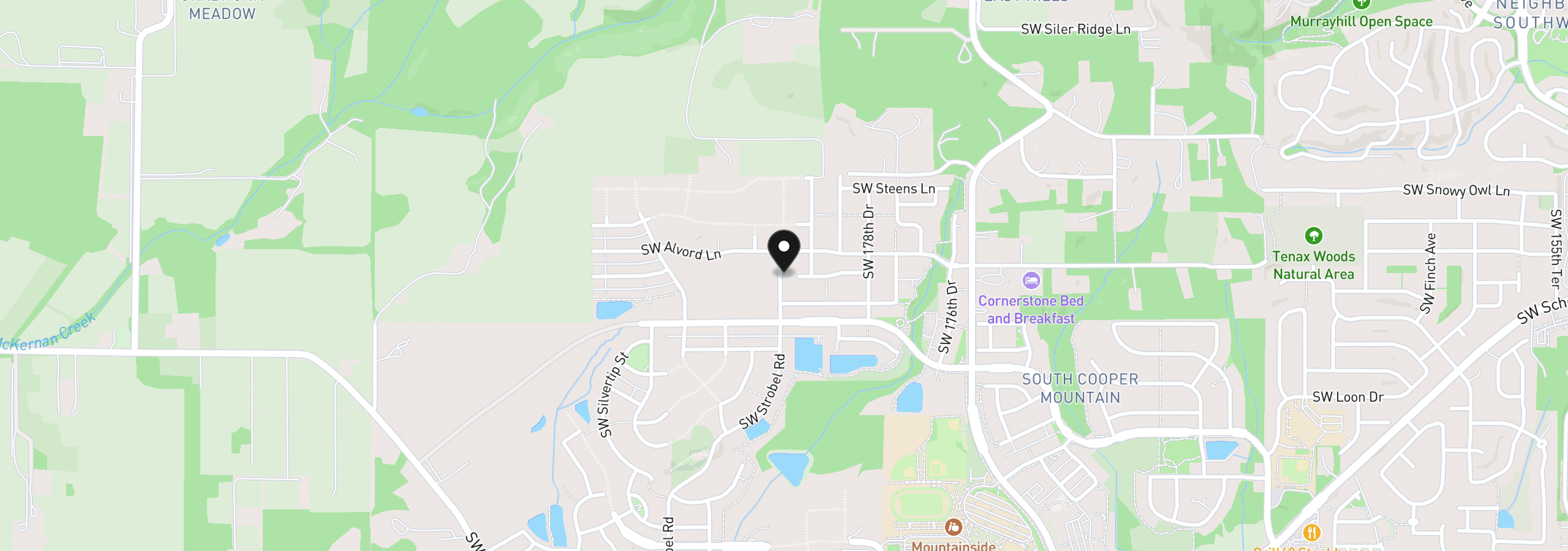 Map showing the location of 11850 SW Strobel Rd, Beaverton, OR 97007