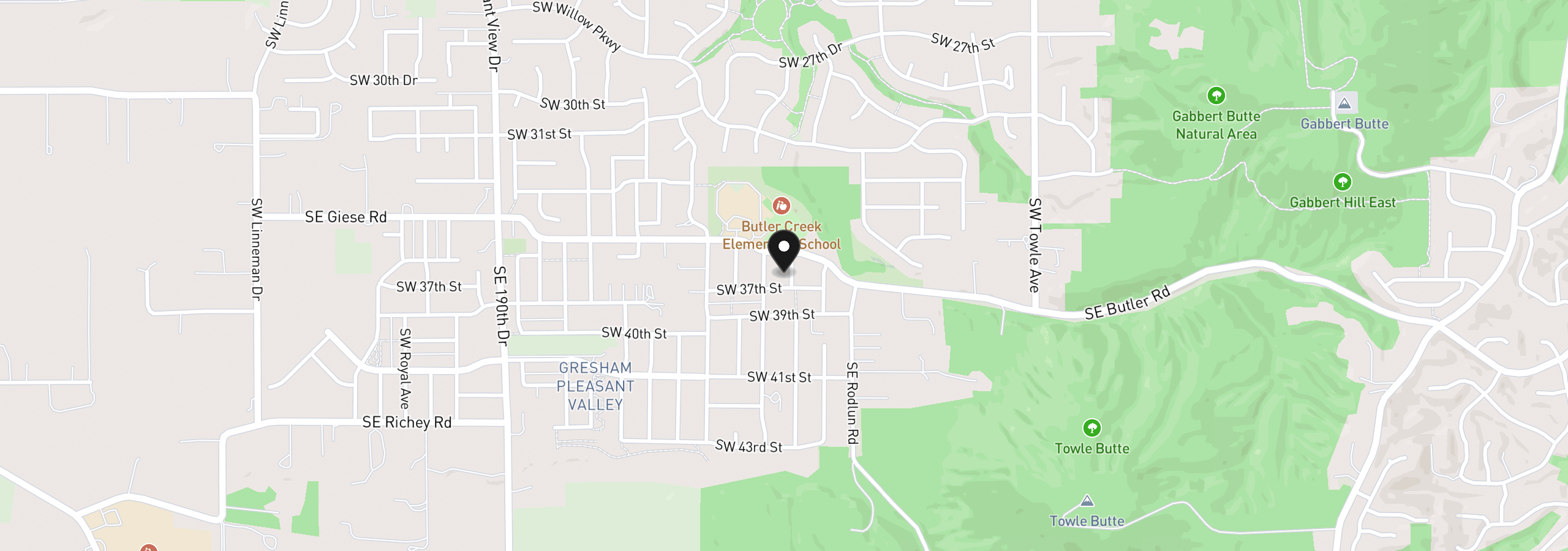 Map showing the location of 3860 SW Eleven Mile Ave, Gresham, OR 97080