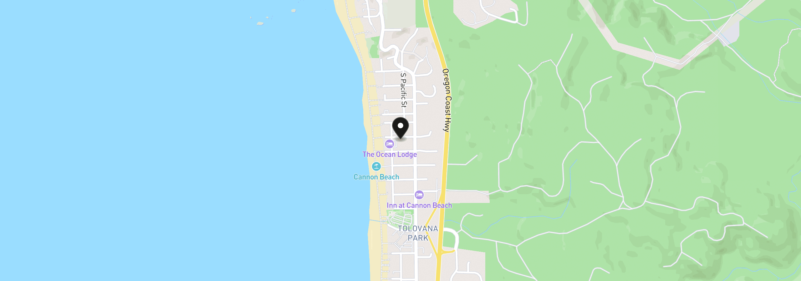 Map showing the location of 159 W Nelchena St, Cannon Beach, OR 97110