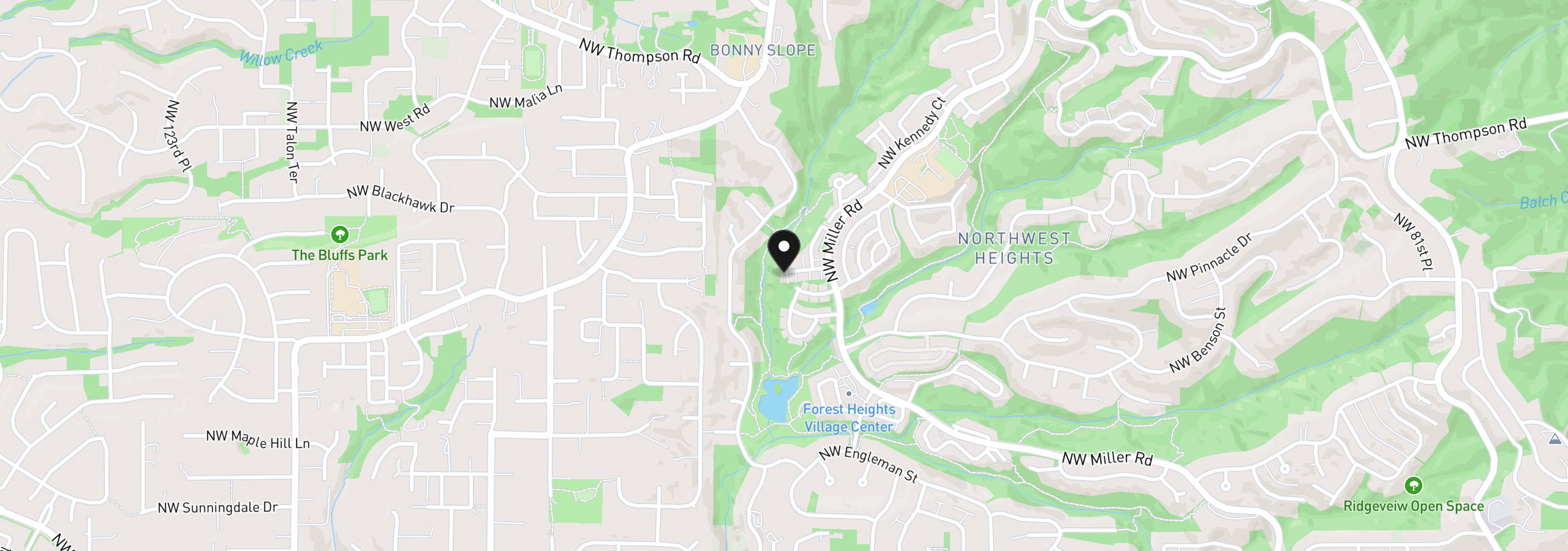 Map showing the location of 10272 NW Edgewood Dr, Portland, OR 97229