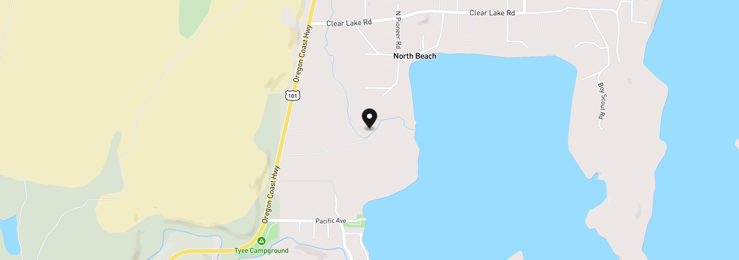 Map showing the location of OR Coast Hwy, Florence, OR 97439