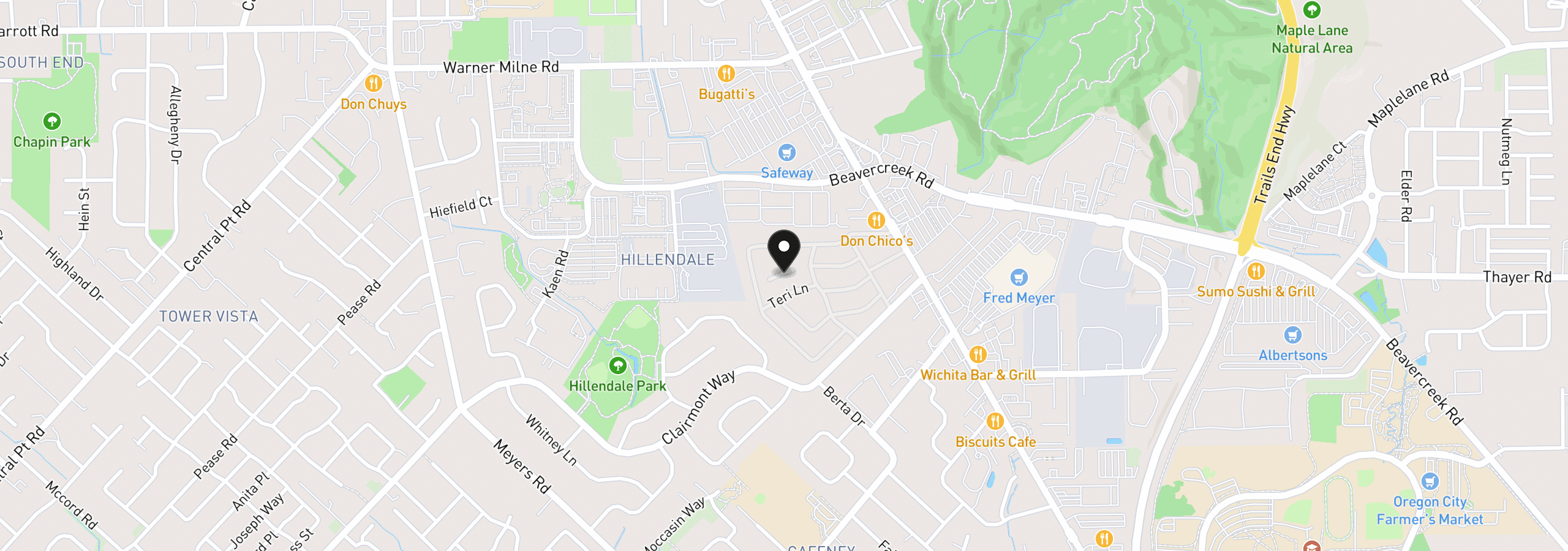Map showing the location of 13531 Clairmont Way 197, Oregon City, OR 97045