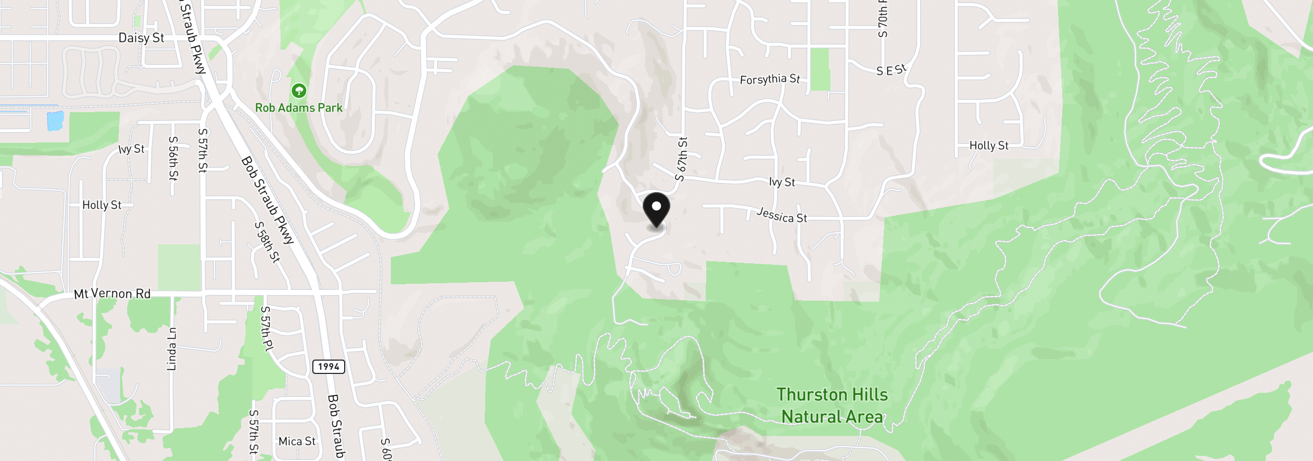 Map showing the location of 967 S 66th Pl, Springfield, OR 97478