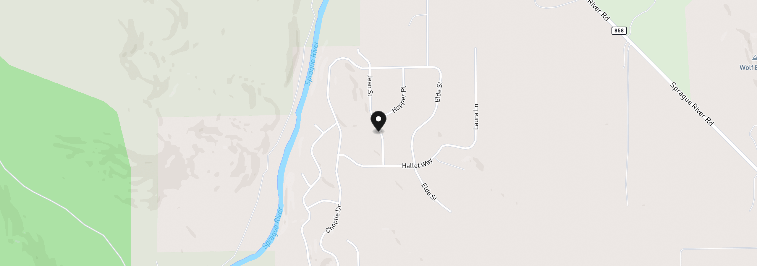 Map showing the location of Jean St 18, Chiloquin, OR 97624