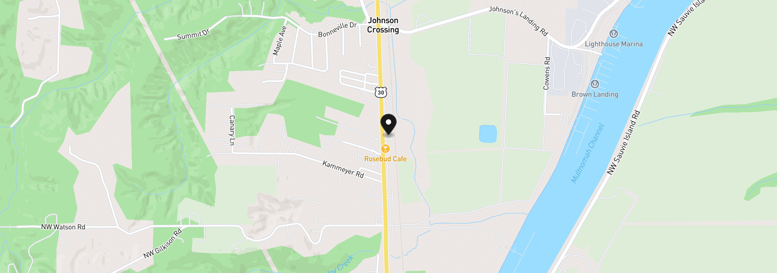 Map showing the location of 50316 Columbia River Hwy, Scappoose, OR 97056