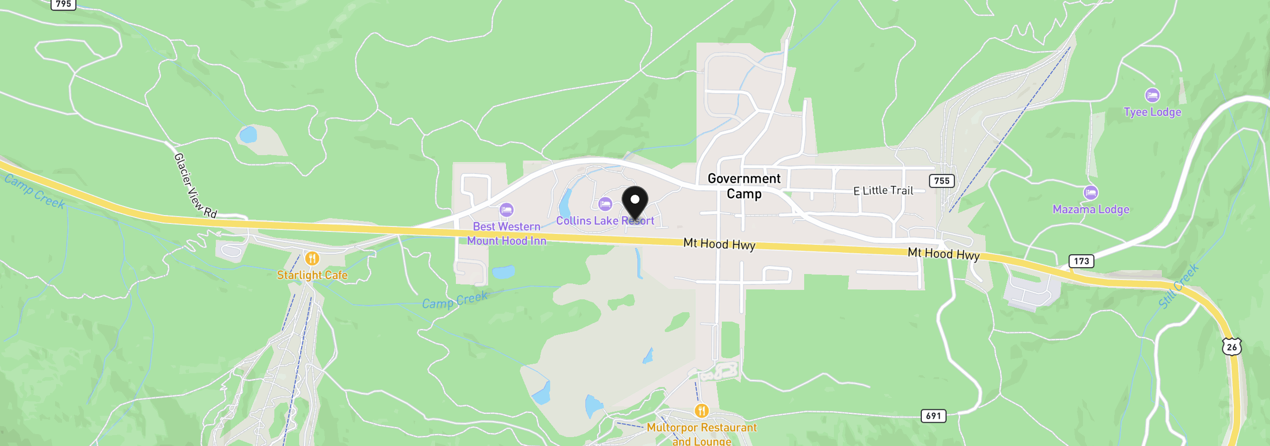 Map showing the location of 87947 E Alpenglow Ln 65, Government Camp, OR 97028