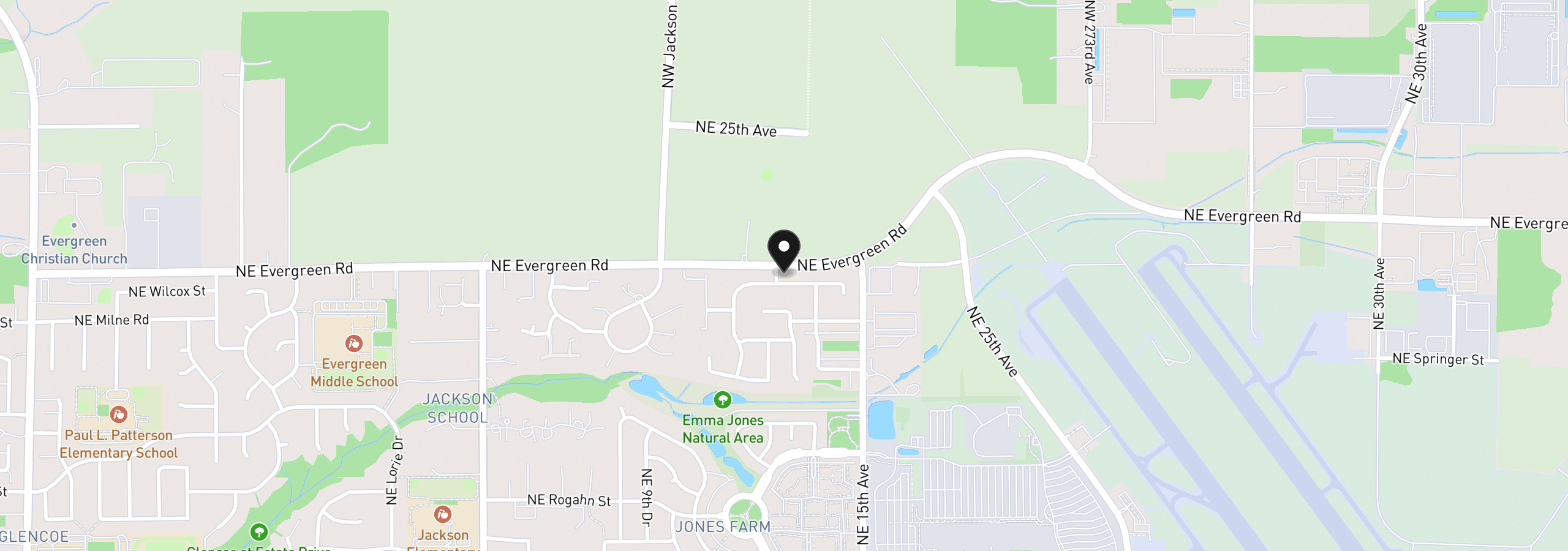 Map showing the location of 1315 NE Zachary St, Hillsboro, OR 97124