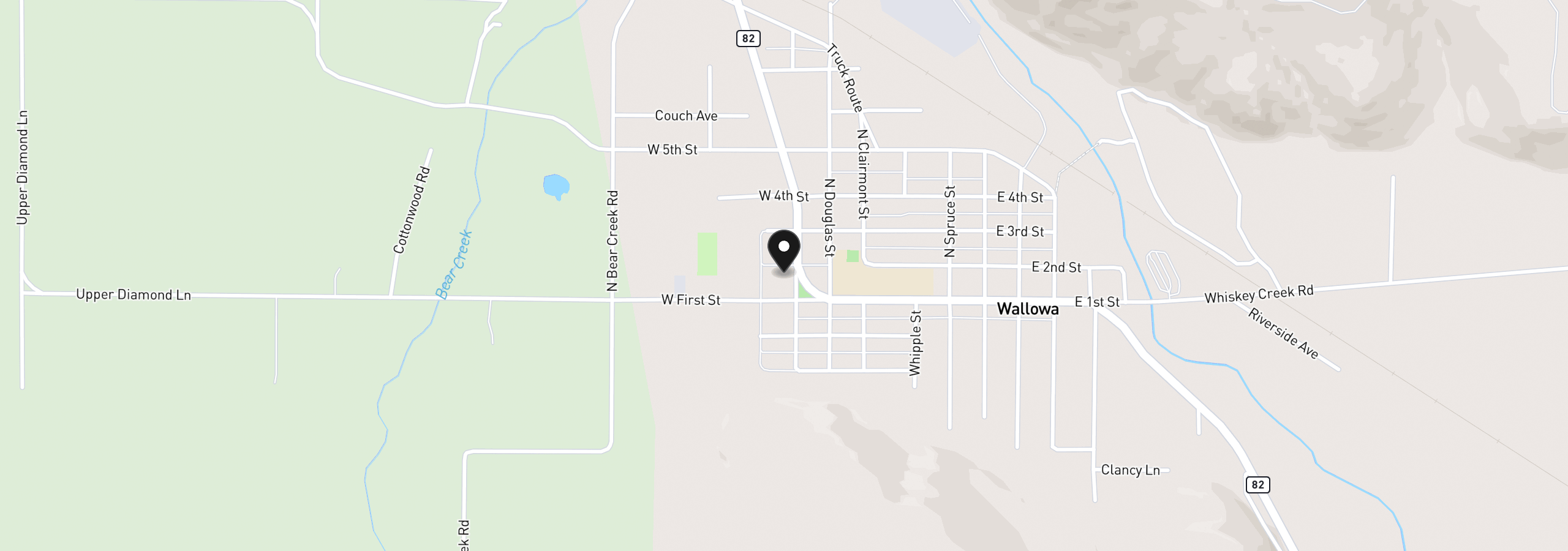 Map showing the location of 108 S Madison St, Wallowa, OR 97885