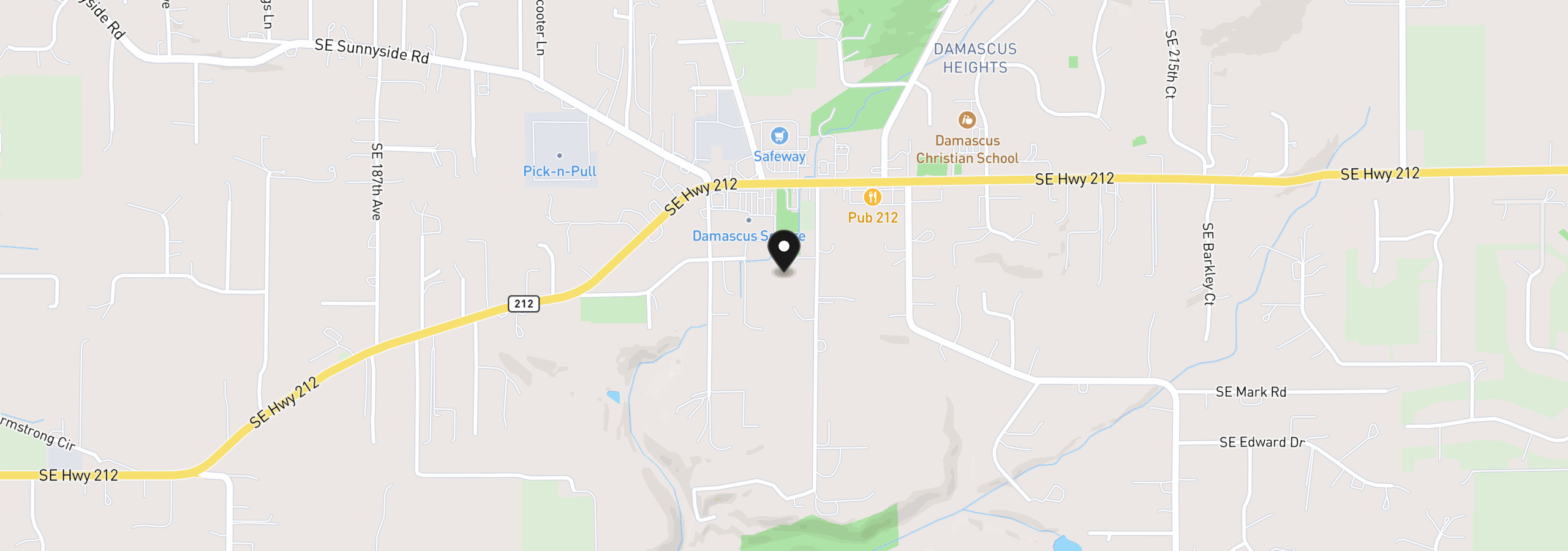 Map showing the location of 14840 SE 202nd Ave, Damascus, OR 97089