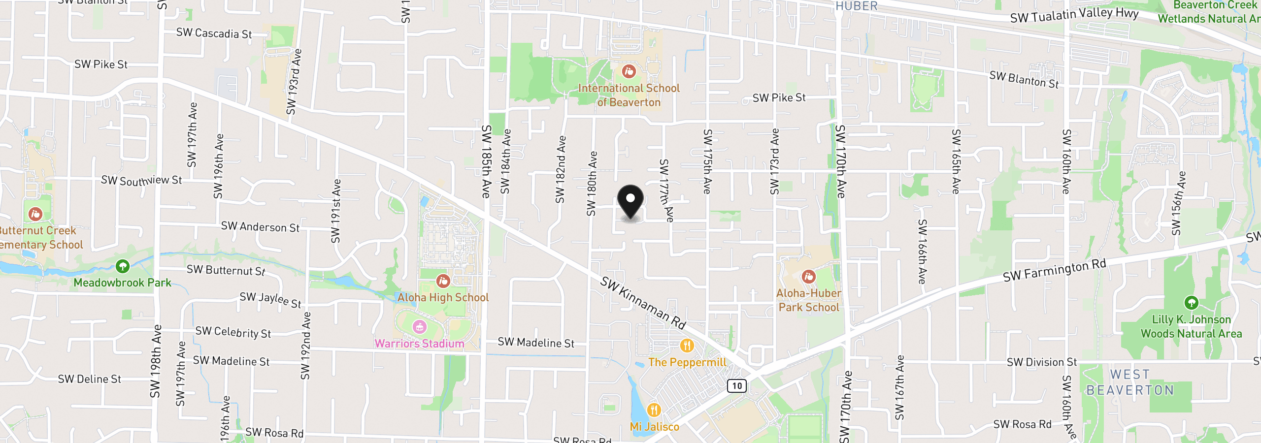 Map showing the location of 4770 SW 179th Ave, Beaverton, OR 97078