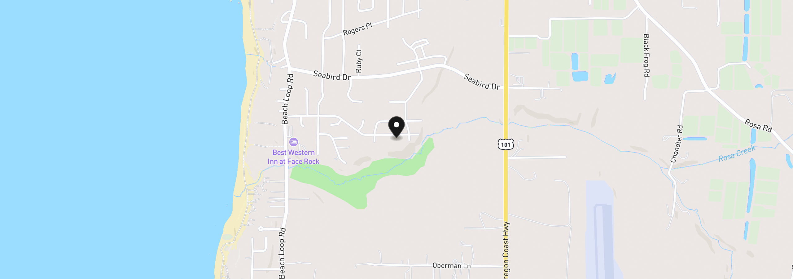 Map showing the location of 753 Seacrest Dr, Bandon, OR 97411