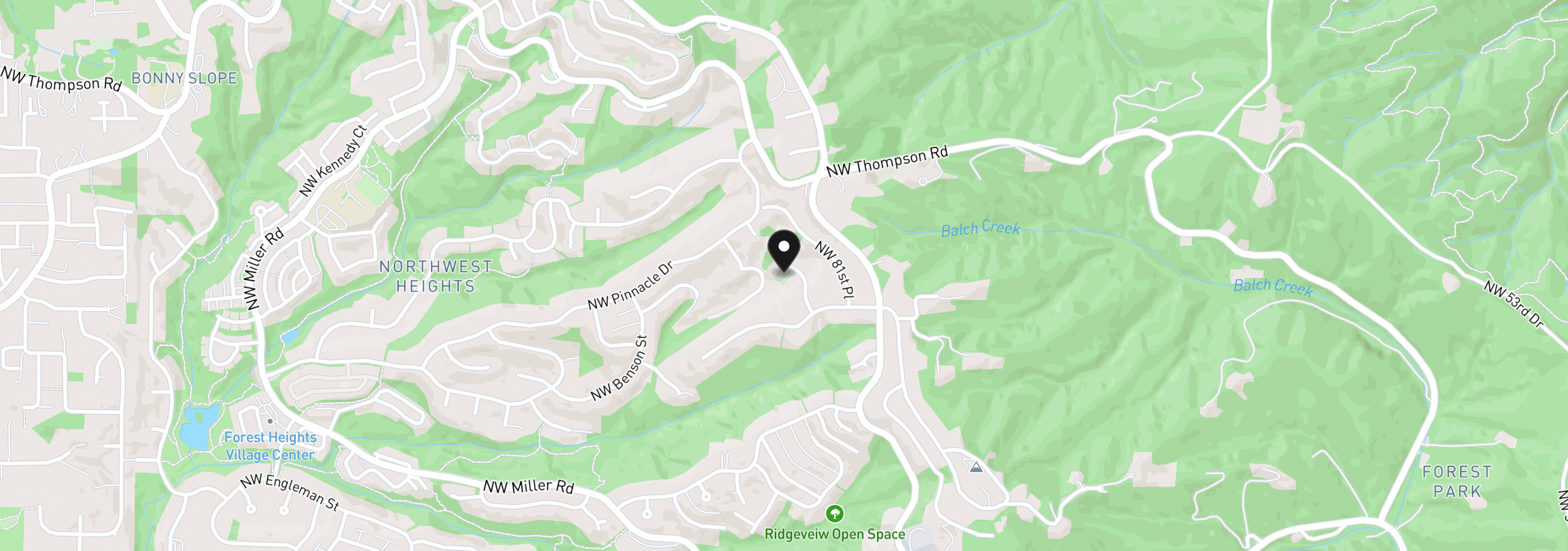 Map showing the location of 2615 NW 83rd Pl, Portland, OR 97229